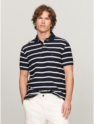Tommy Hilfiger Mens Regular Fit Stripe Wicking Polo