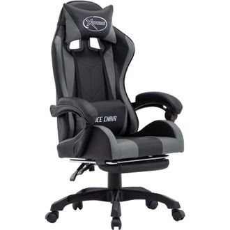 vidaXL Vidaxl - Silla Gaming Con Reposapi&eacute;s Cuero Sint&eacute;tico Gris Y Negro