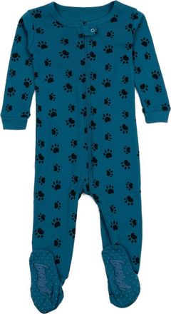Leveret Footed Printed Cotton Matching Family Pajamas, Coordinated Prints in Blue Dog Paw at Nordstrom, Size 0-3M