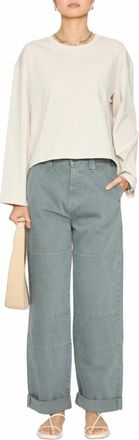 Apiece Apart Boxy Long Sleeve Tee In Oat