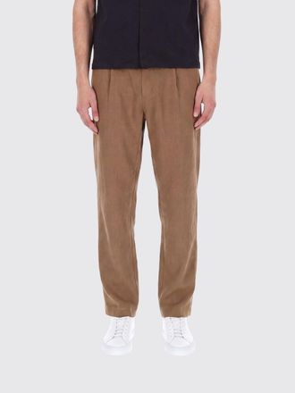 Herno Linen Chino Trousers with Pleats and Rear Welt Pockets