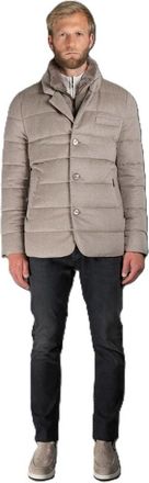 Moorer MenS Camel Quilted Jacket With Buttons, Size 50