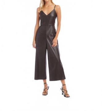 Fifteen Twenty Faux Leather Cropped Jumpsuit In Brown