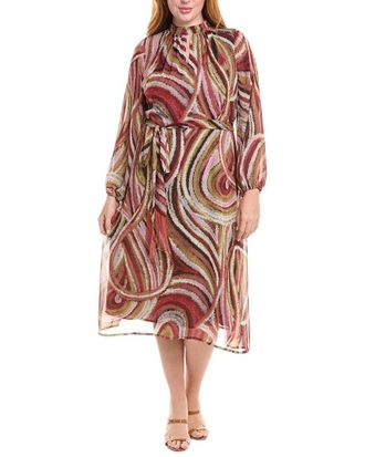 Tahari by ASL Tahari Asl Plus Tie Waist Midi Dress