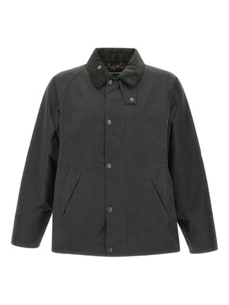 Barbour waxed cotton corduroy-collar jacket - men - Polyester/Cotton/Cotton - M - Green