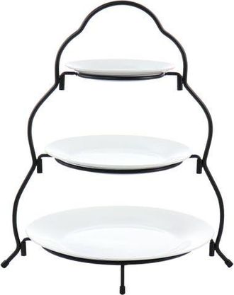 Elama 3 Tier Round Plate Porcelain Serveware Set in White at Nordstrom