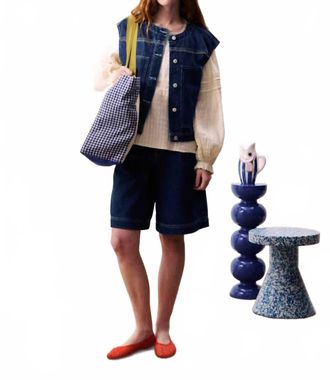 FRNCH Womens Victory Denim Vest In Blue