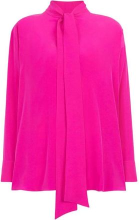Roberto Cavalli Tie-Neck Long-Sleeved Silk Top, Brand Size 42 ( US Size 8 )