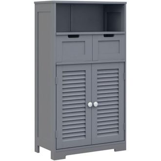 Kleankin Kleankin - Bathroom Storage Cabinet, Small Bathroom Cabinet with Louvred Doors Grey