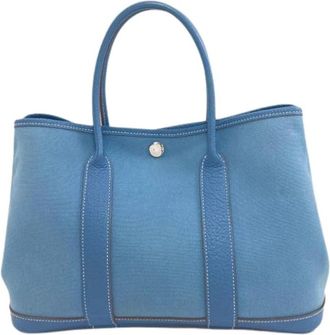 Herm&egrave;s Pre-owned Garden Handbag - Dames - Vintage Shopper - Blauw - ONE Size - Denim - Vintage