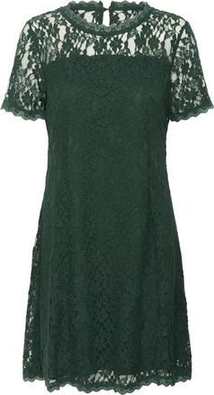Cream Elegante Kantjurk Sea Moss - Dames - Korte kleedjes - Groen - M - Katoen - Kleedjes