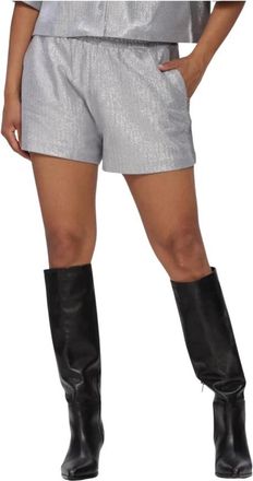 ALIX The Label Gebreide Folie Shorts - Dames - Bermuda - Grijs - XL - Korte Broeken