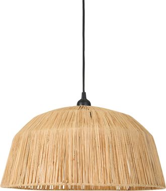 Beliani L&aacute;mpara Colgante De Paja Con Pantalla De C&uacute;pula Tejida De Estilo Boho Natural Umba