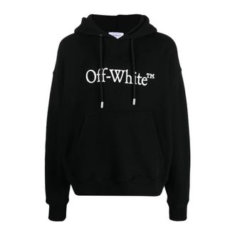 Off-white Hoodies & sweatvesten, Heren, Zwart, L, Katoen, Logo Print Katoenen Hoodie
