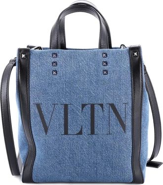 Valentino Garavani Grande Plage VLTN Denim Mini tote bag - Zwart