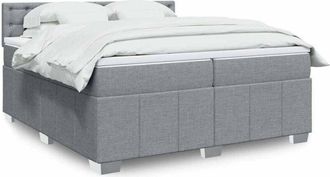 vidaXL Vidaxl - Cama Box Spring Con Colch&oacute;n Tela Gris Claro 200x200 Cm