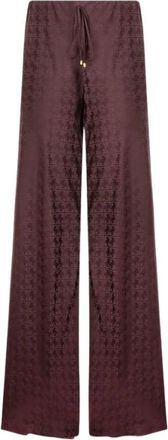 Roberto Cavalli Loose Pants With Mirror Snake Monogram - Dames - Wijde Broeken - Paars - S - Broeken
