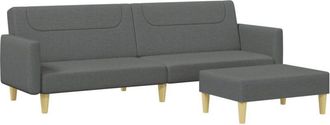 vidaXL Vidaxl - Divano Letto 2 Posti con Poggiapiedi Grigio Scuro in Tessuto