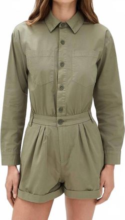 Pistola Denim Archie Pleated Romper In Soft Moss