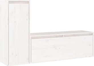 vidaXL Tv Cabinets 2 pcs White Solid Wood Pine Vidaxl