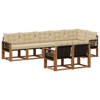 vidaXL Conjunto De Sof&aacute;s De Exterior Con Coj&iacute;n 8 Pcs Natural Y Beige Vidaxl
