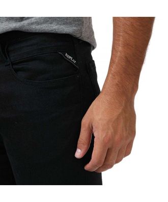 Replay Mens Anbass Slim Fit Stretch Jeans in Black Cotton - Size 34 Short