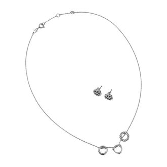 Tory Burch Miller Pave Ketting en Oorbellen - Dames - Kettingen - Grijs - ONE Size - Accessoires