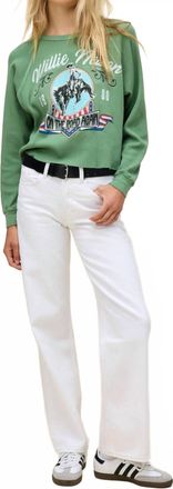 Daydreamer Willie Nelson 1980 Cowboy Raglan Thermal Long Sleeve In Stone Green