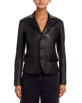 Frame Denim The Leather Smart Blazer In Black