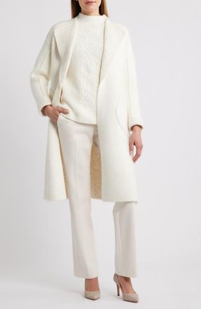 Anne Klein Wing Collar Sweater Coat in White Dove Heather at Nordstrom, Size X-Small P