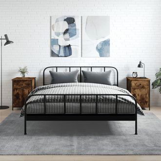 vidaXL Mesitas Noche 2 Uds Madera Contrachapada Roble Humo 40x42x60 Cm Vidaxl