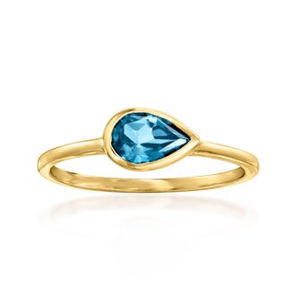 RS Pure by Ross-Simons London Blue Topaz Ring in 14kt Yellow Gold