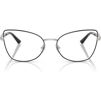 Jimmy Choo London 53mm Cat Eye Optical Glasses in Silver/Black /Demo Lens at Nordstrom