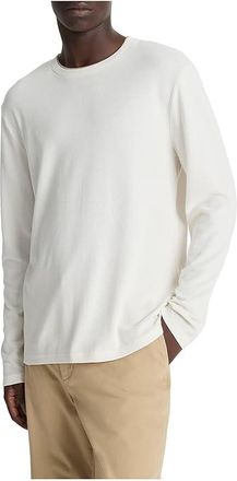 Vince Microwaffle Double Collar Long Sleeve Crew Mens T Shirt Blanco/Terrapin : XL, Cotton