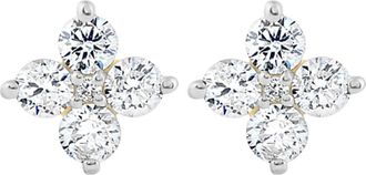 Pompeii3 1/2 Ct T. W. Round Diamond Star Studs Womens Yellow Gold Earrings Lab Grown