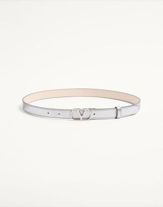 Valentino Garavani Vlogo Signature Belt In Laminated Calfskin 20 Mm Wo