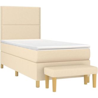 vidaXL Vidaxl - Cama Box Spring Con Colch&oacute;n Tela Color Crema 90x190 Cm