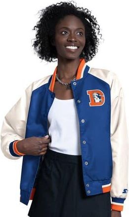 Starter Womens Starter Blue/White Denver Broncos Raglan Blitz Full-Snap Varsity Jacket at Nordstrom, Size Xx-Large