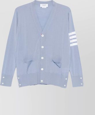 Thom Browne striped v neck cardigan pockets