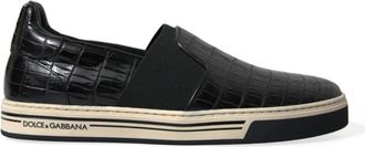 Dolce & Gabbana Elegante lage sneakers van krokodillenleer - Heren - Sneakers - Zwart - 40 EU - Leer - Schoenen
