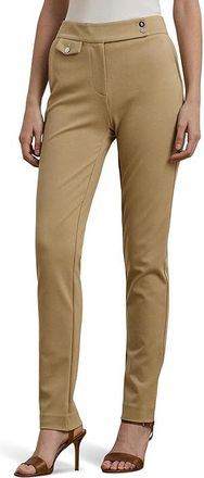 Lauren Ralph Lauren Ponte Ankle Pants Womens Clothing Birch Tan : MD 28, Nylon/Ponte/Viscose