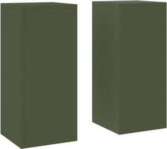 vidaXL Vidaxl - Soportes Para Plantas 2 Pcs Verde Oliva 24 X 24 X 55 Cm Acero