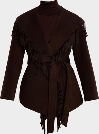 SIMKHAI Rowen Fringe Wool Jacket