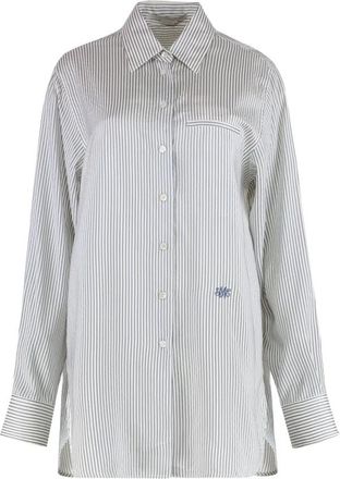 Stella McCartney Gestreepte Zijde Blouse - Dames - Overhemden - Wit - M - Overhemden