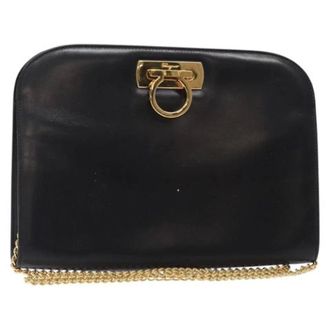 Ferragamo Tweedehands leren schoudertassen - Dames - Pre-owned - Zwart - Maat: ONE Size Leer
