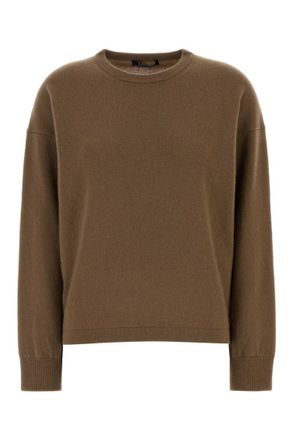 Max Mara Brown Solid Crew Neck Sweater