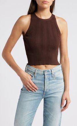 Good American Ribbed Crop Tank in Espresso at Nordstrom Rack, Size X-Large