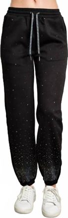 Kiwi Saint-Tropez Rhinestone Jogger Sweatpants In Black
