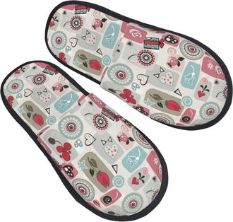 Generic Soft Mens Slipper Little Flowers in Retro Mens Slipper Plush Womens Slippers for Family Hotels Indoor M