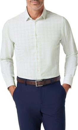 Mizzen+Main Leeward Trim Fit Plaid Performance Button-Up Shirt in Eucalyptus Jordan Plaid at Nordstrom, Size Xx-Large